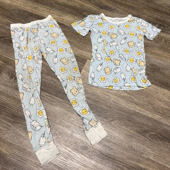 Little sleepies breakfast eggs milk toast print pajamas set 5/6 - Picture 1 of 7